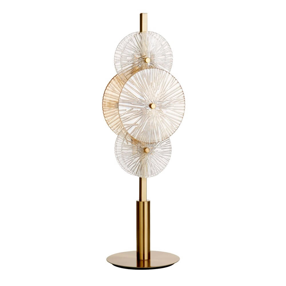 Goldene Tischlampe Wagon Wheel 66cm hoch