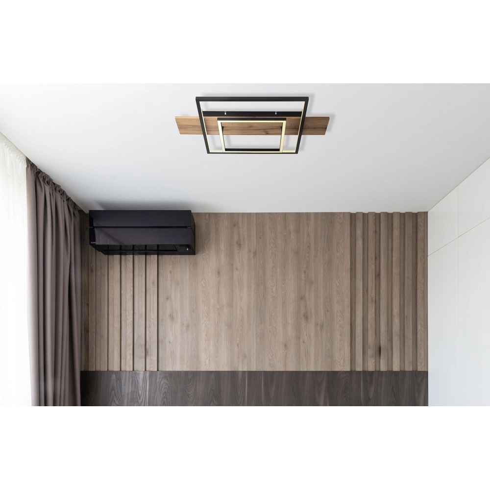 Design-Deckenlampe Vanni Schwarz mit Holz, Look 60 cm Globo 9007371451081