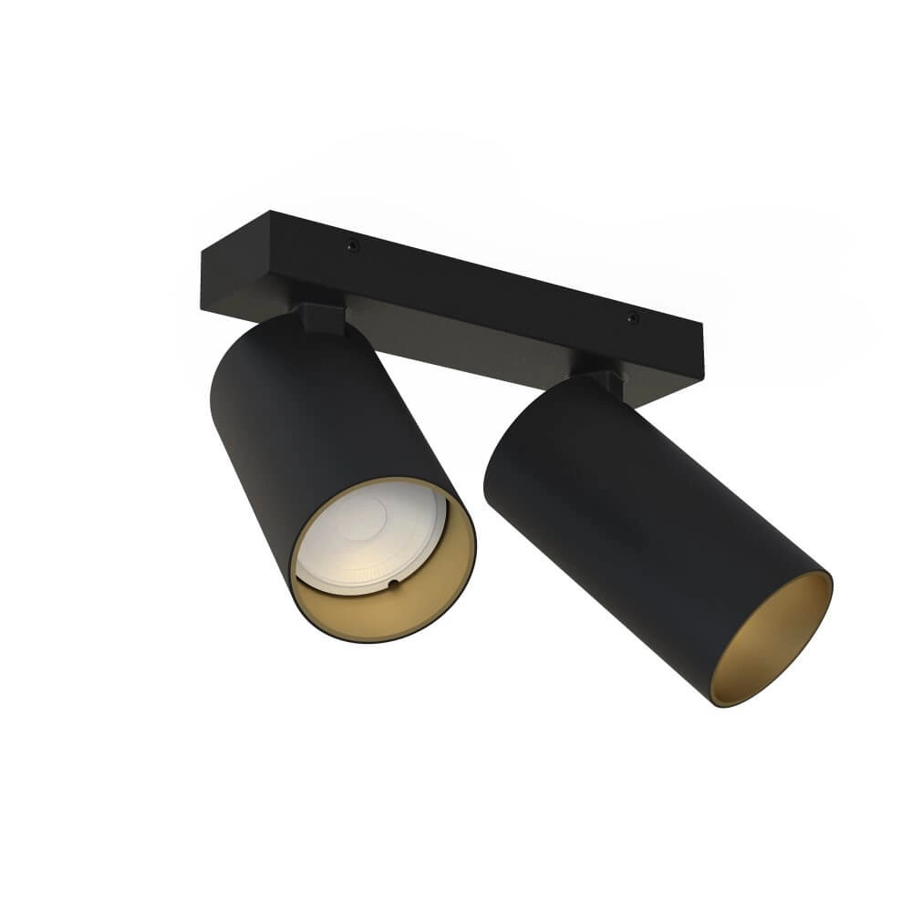 2-flammiger Aufbaustrahler Mono schwarz mit gold Lyora 5903139776691