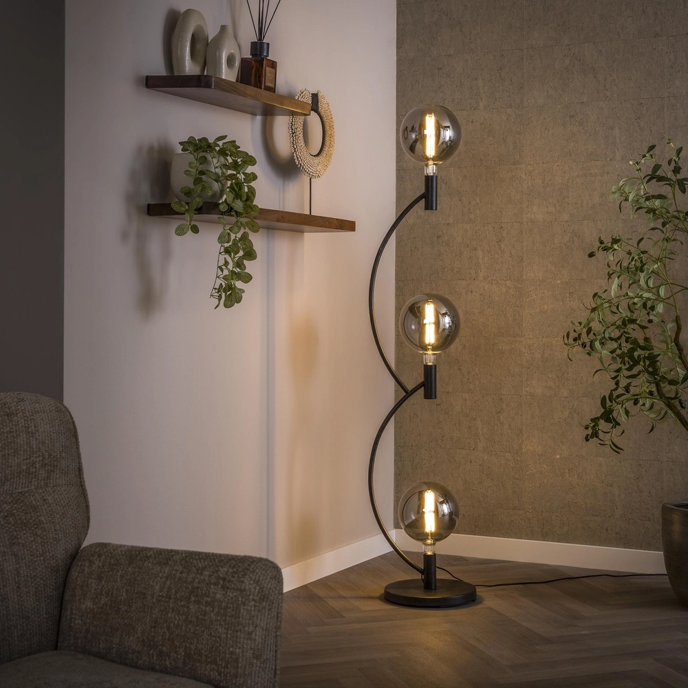Design-Stehlampe Arcus Schwarze 3-Lichter