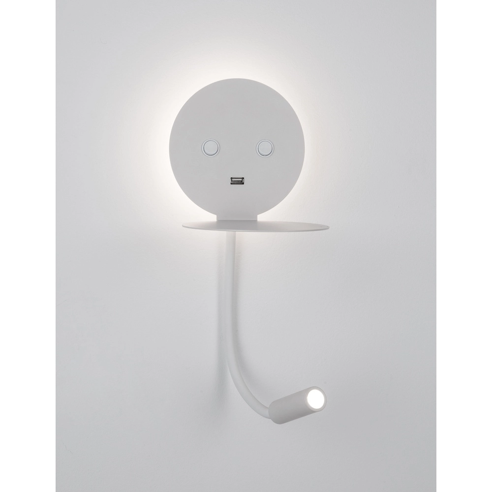 Nachttischlampe Eclip Weiß mit USB