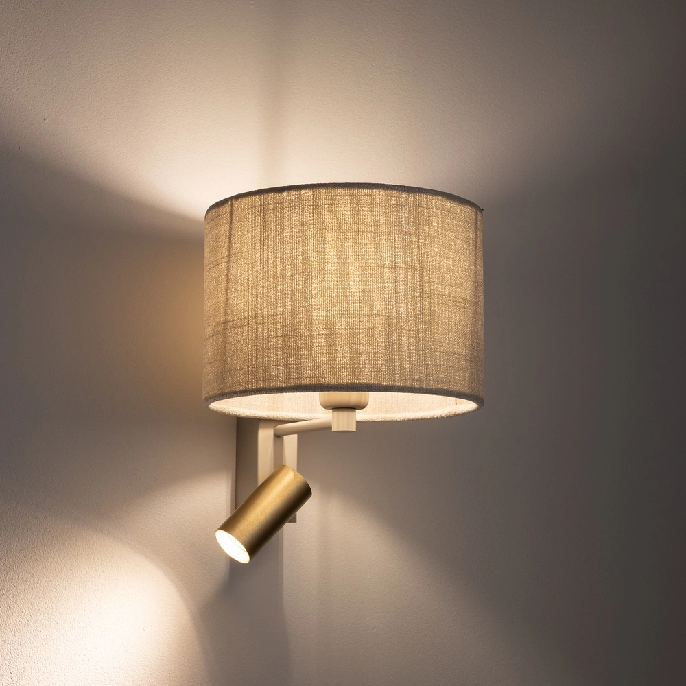 Cremefarbene Wandlampe Santana mit Tischlampenschirm Lyora 5903139116541