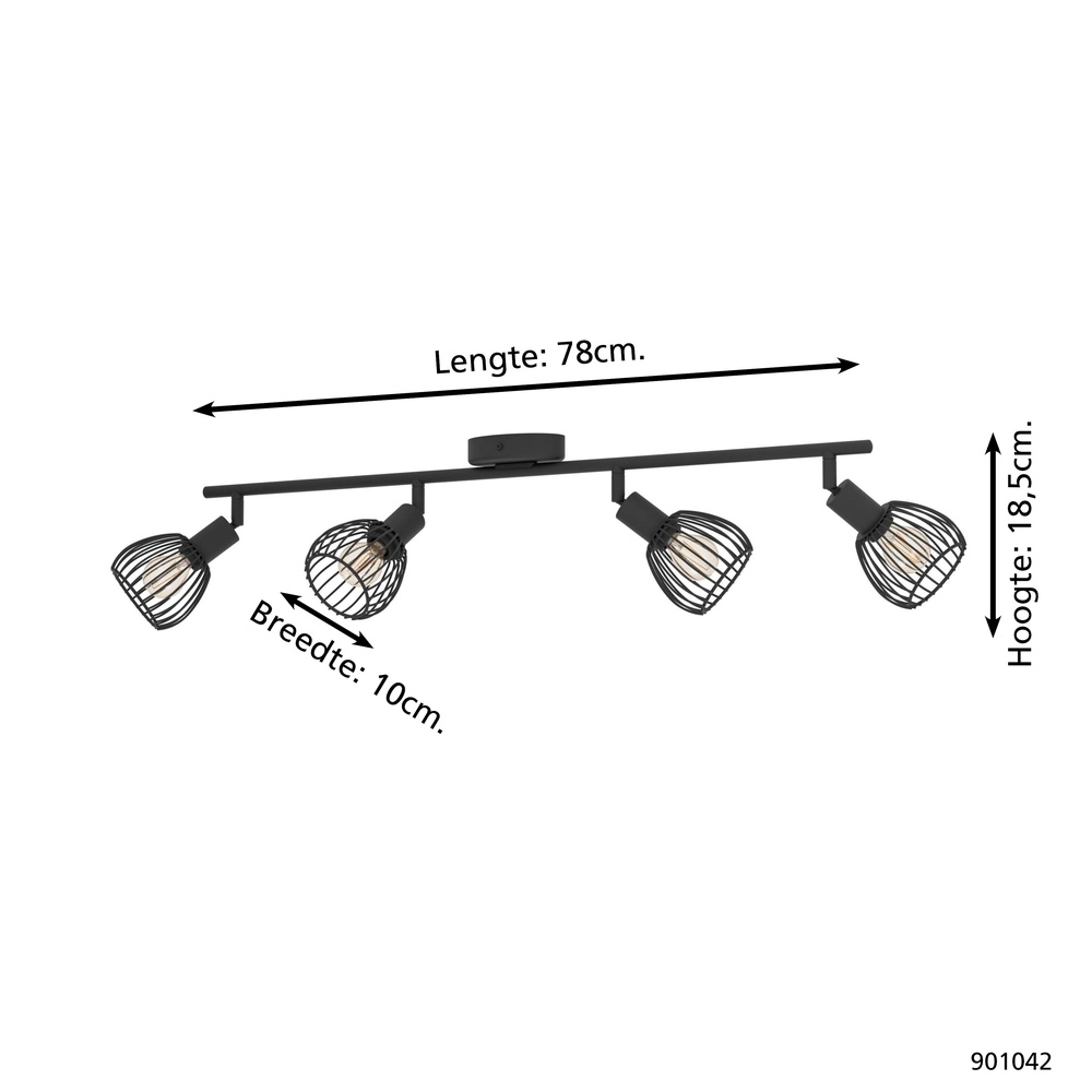 4-Licht-Drahtlampenscheinwerfer Sonnino schwarz - E14 Eglo 9008606306053
