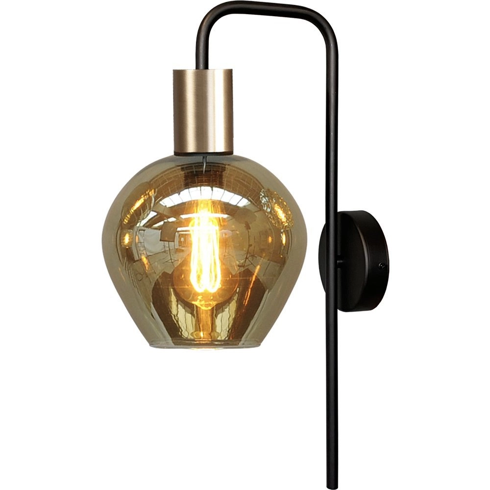 Schwarze Wandlampe Bounty mit Goldbeschlag