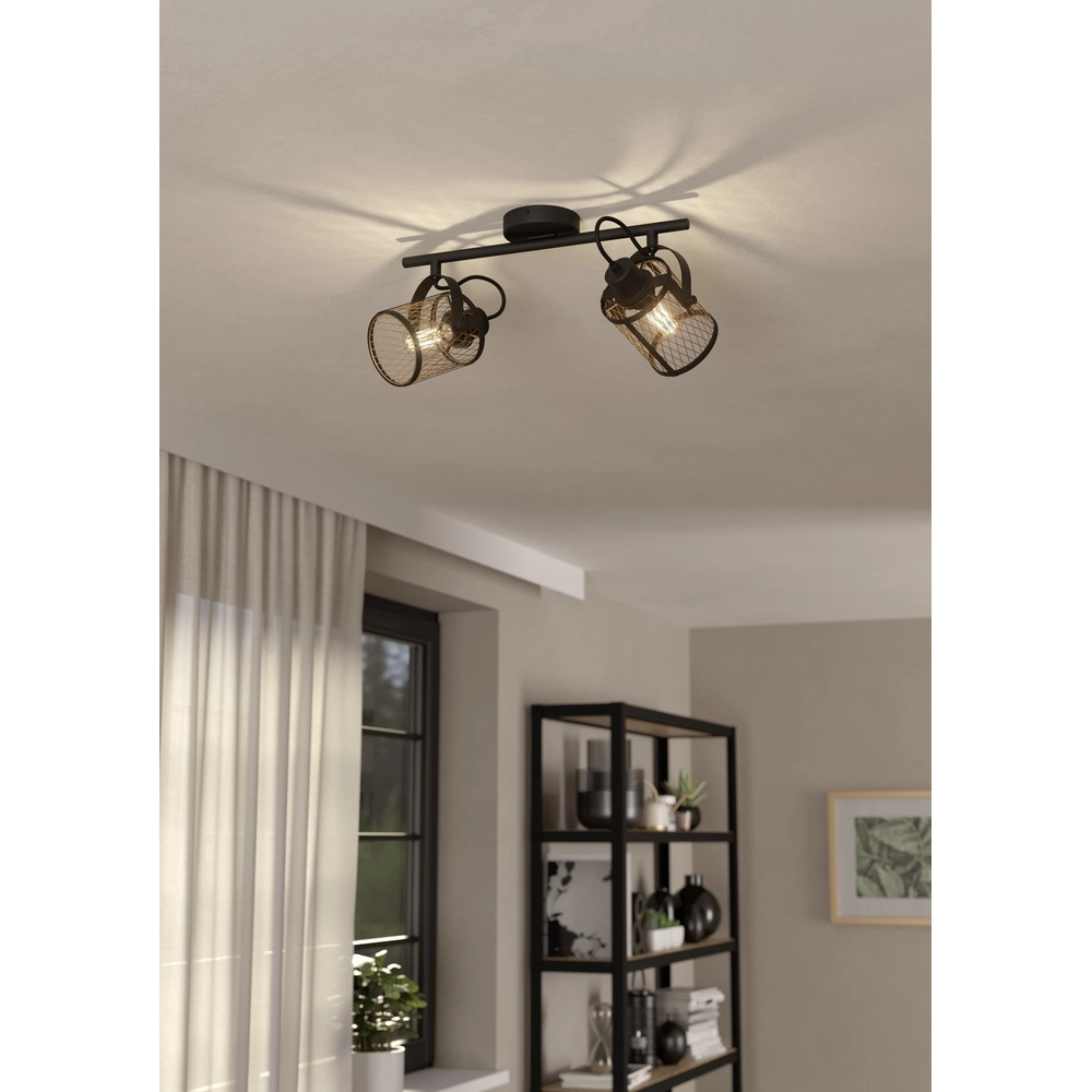 2-Licht Deckenlampe Dellow Schwarz mit Gold Eglo 9002759435325