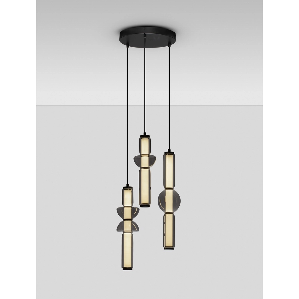 Design-Pendelleuchte Ulon 3-flammiges Rauchglas Lyora 5212017474193