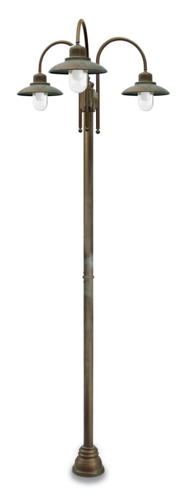 Stehlampe Patio XL – 3-flammig aus gealtertem Messing