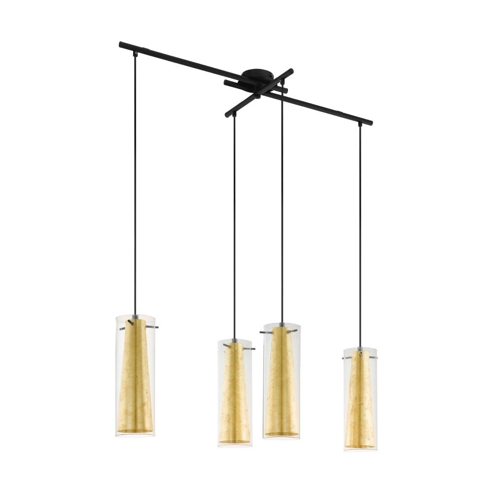 Hängeleuchte für Esszimmer Pinto Gold 4 Lichtschwarz mit gold