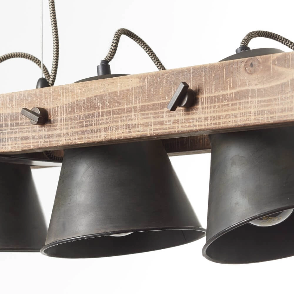 Hängelampe mit 5 Leuchten Decca schwarz mit braun Brilliant 4004353361494