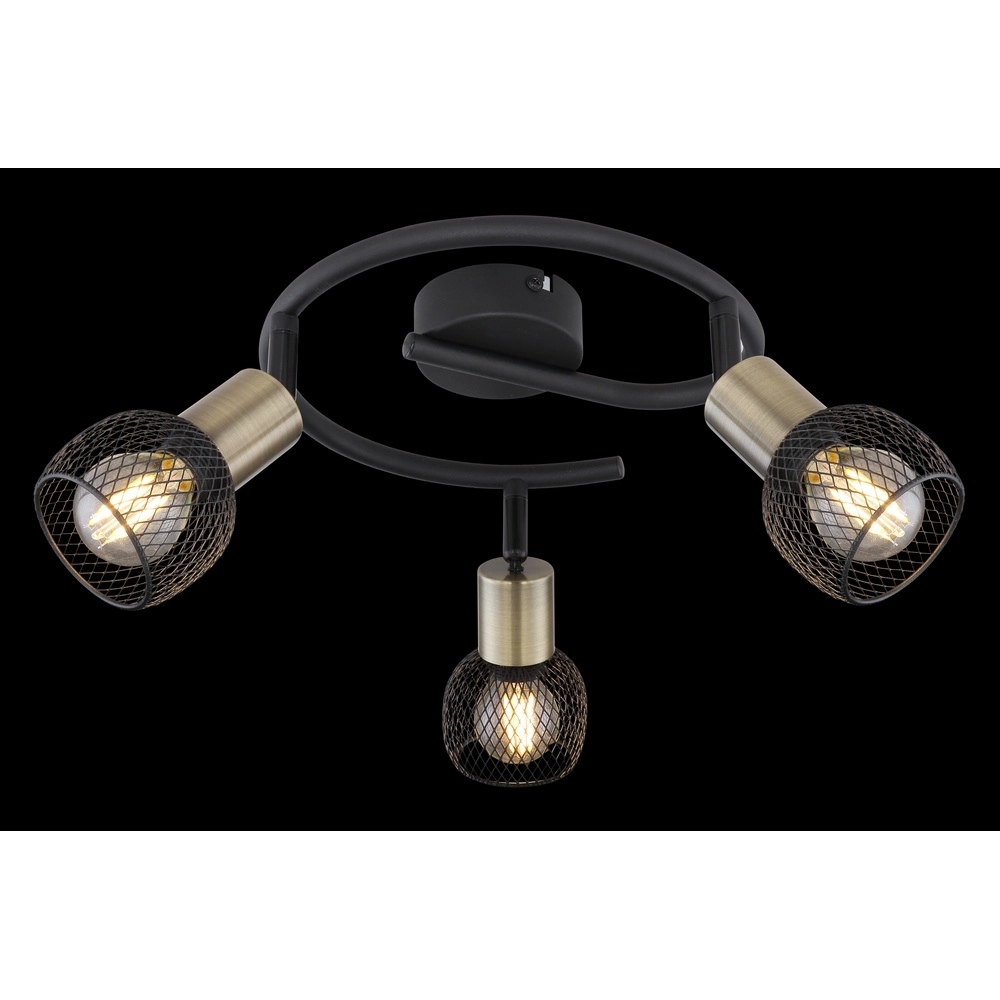 Deckenlampe Fiastra 3-Licht Schwarz mit Mesh Globo 9007371427116