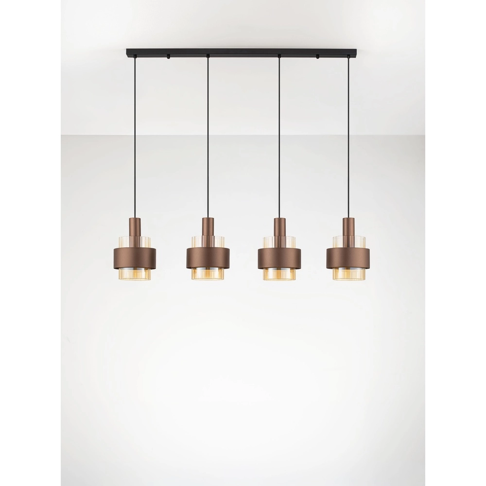 Moderne Pendellampe Serena 4-helles Kaffeebraun Lyora 5212063501157