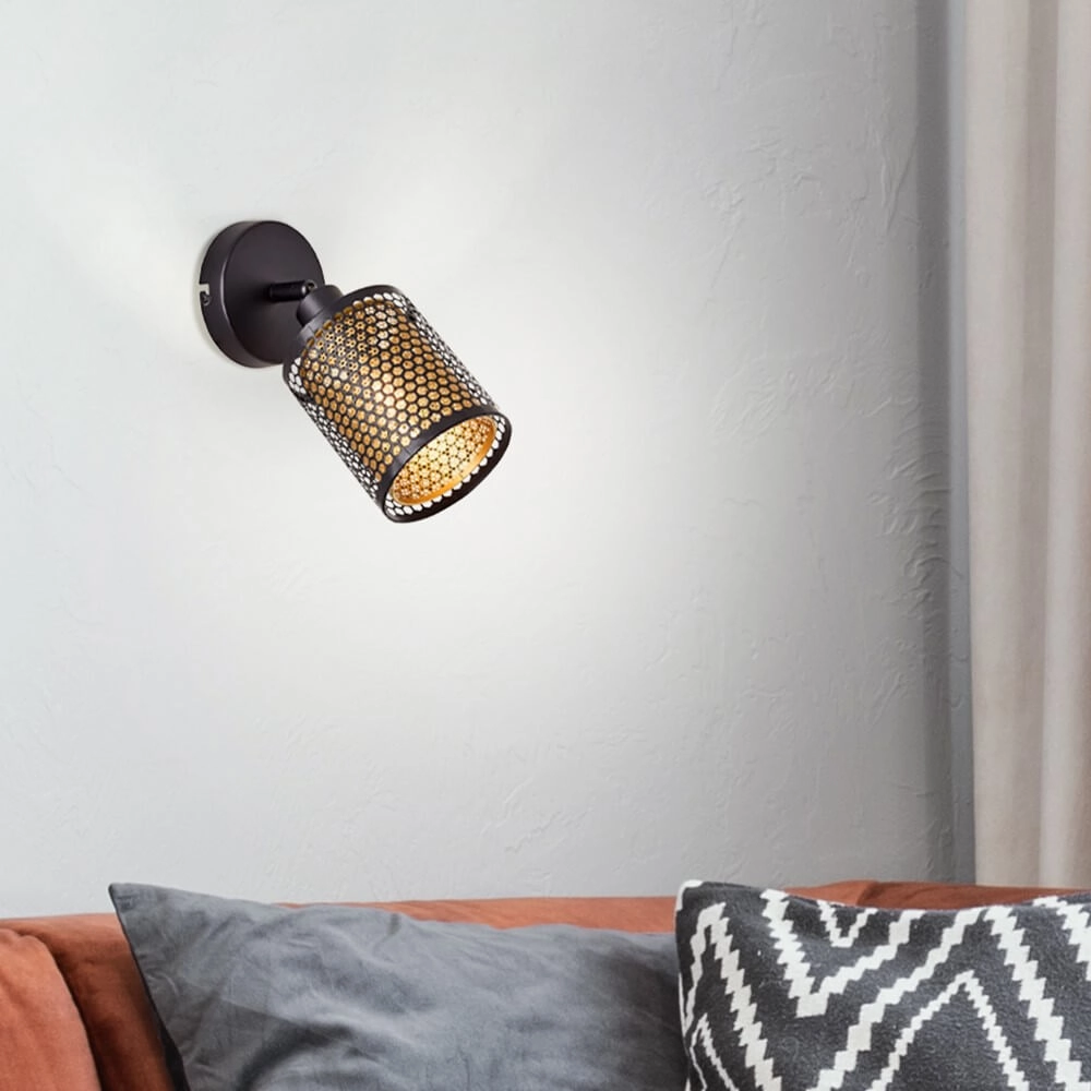 Schwarz mit goldener Wandlampe Cheval Brilliant 4004353424182