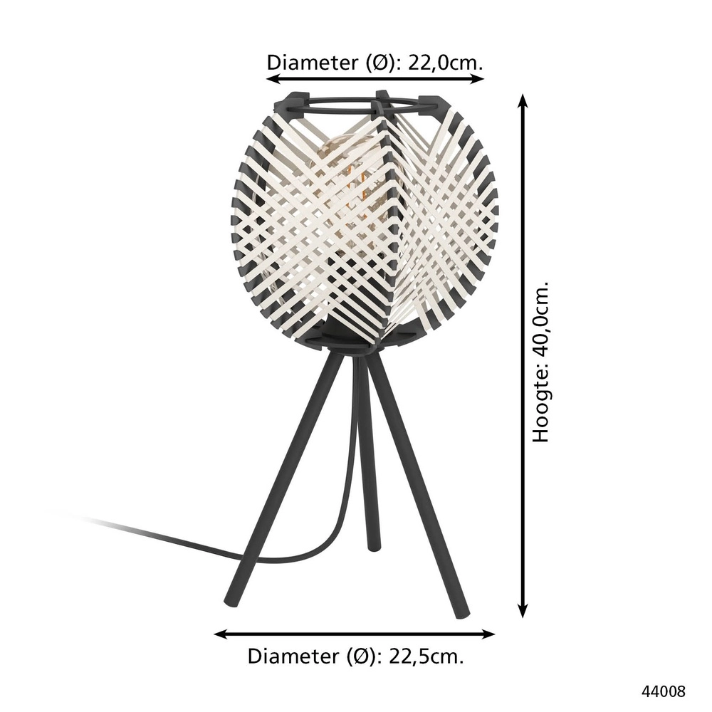 Tischlampe Waverton Schwarz mit cremefarbenem Textil Eglo 9002759440084