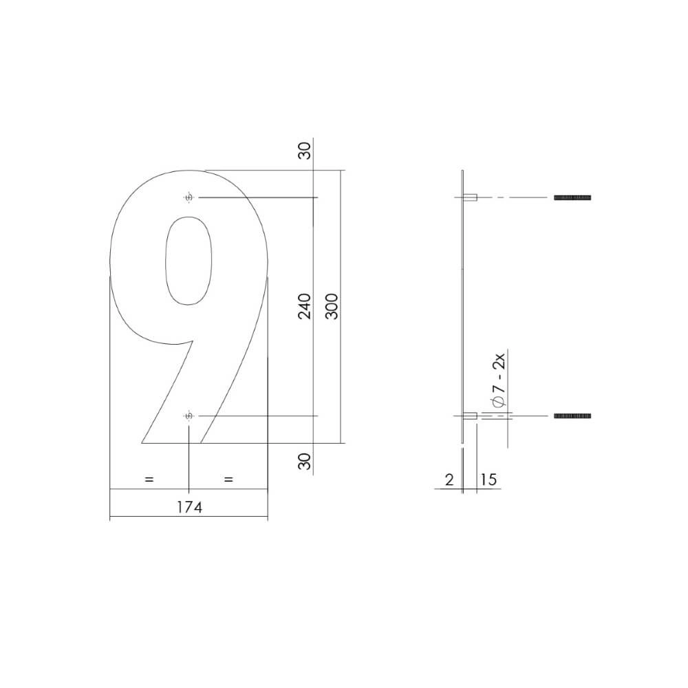 Hausnummer 9 XL Numbra 30cm Edelstahl Intersteel 8714186503164