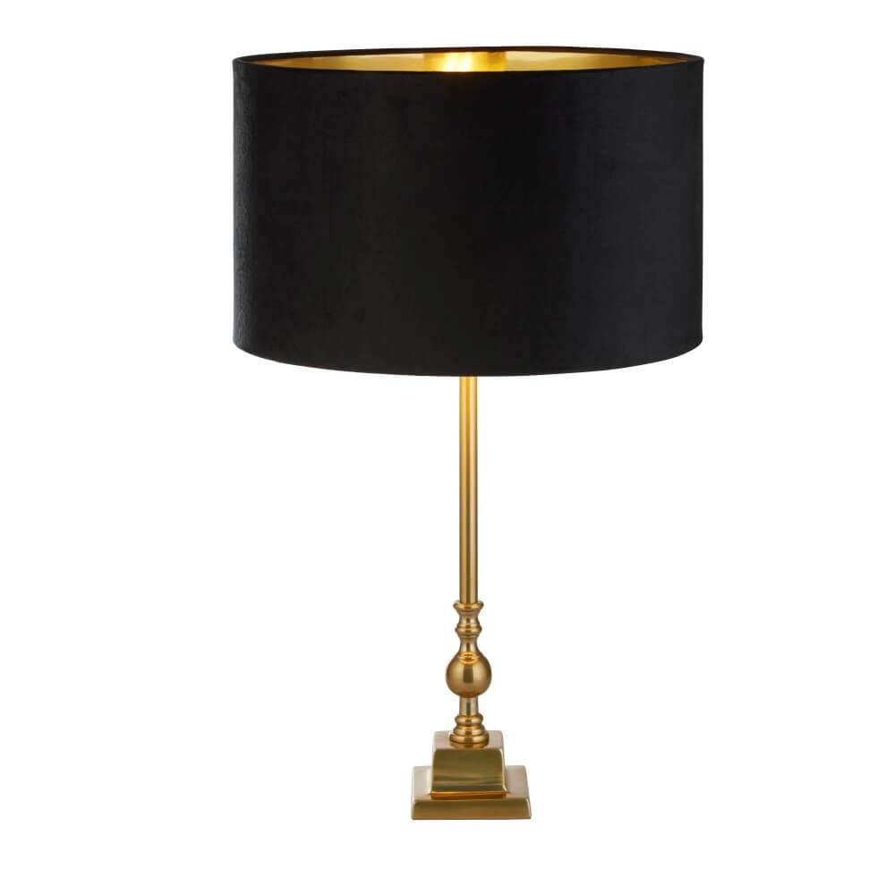Goldene Tischlampe Whitby mit schwarzer Kapuze Searchlight 5053423257730