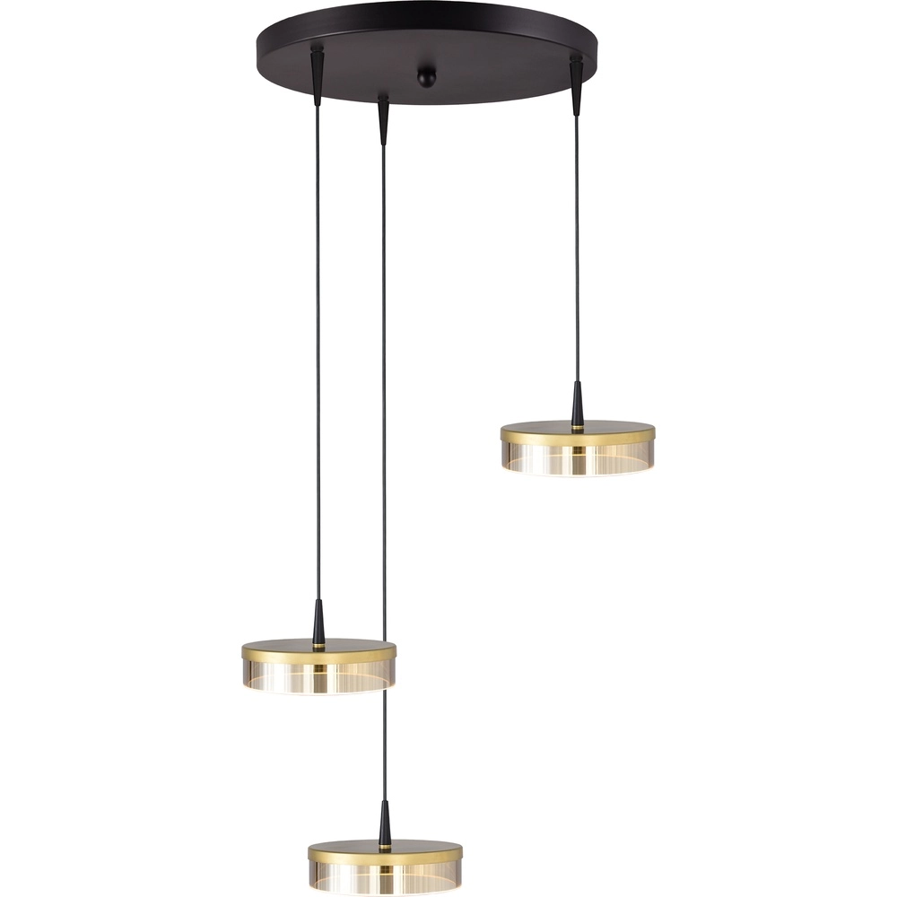 3-Licht Pendellampe Imperia Ø 35cm schwarz mit Gold