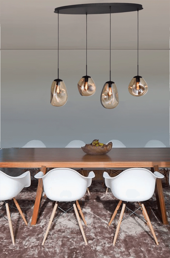 Hängelampe Lava Oval 4x Goldglas Masterlight 8718121290058