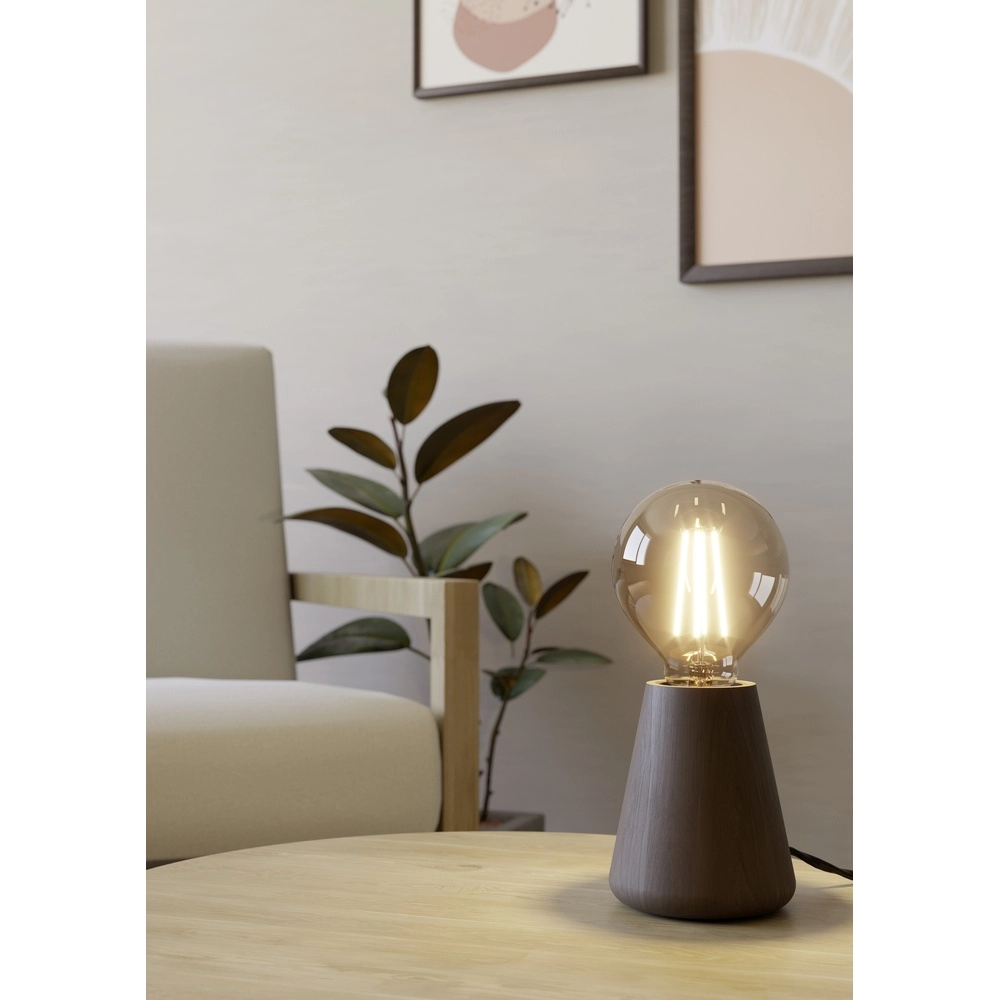 Dezente Tischlampe Asby Dunkles Holz Eglo 9002759440152