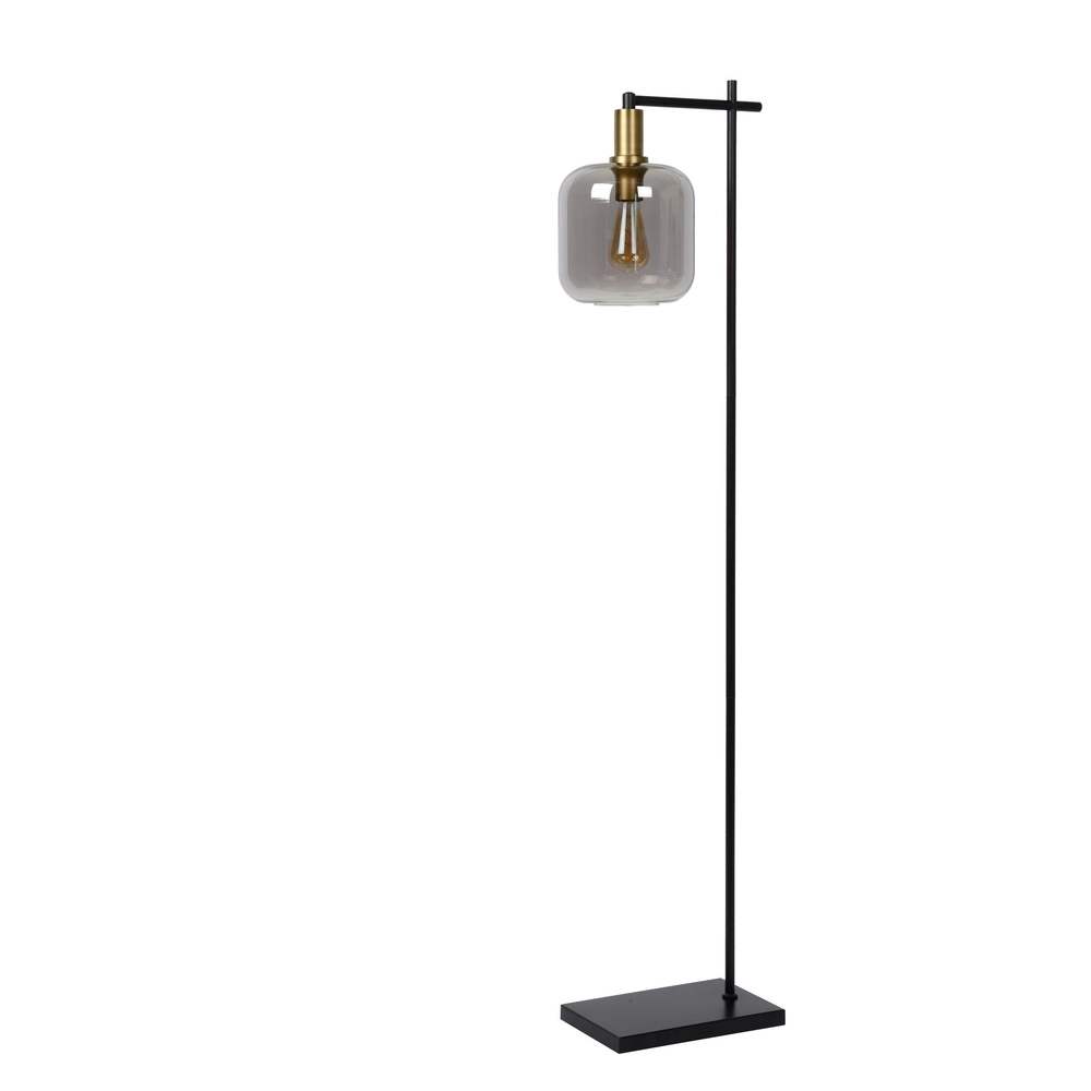 Stehlampe Joanet Schwarz mit Rauchglas