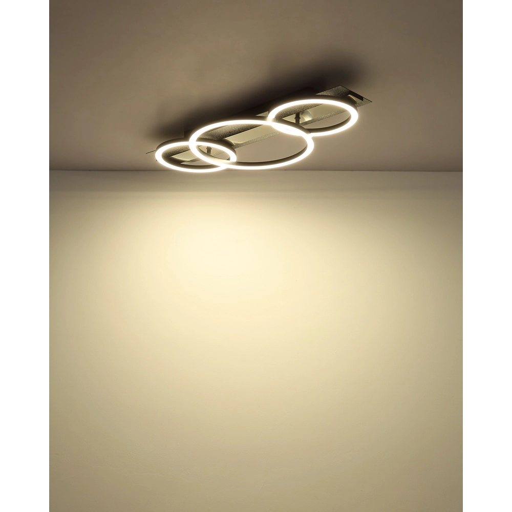 Schwarze Deckenlampe Norberto 3 Ringe in Folge Globo 9007371569830