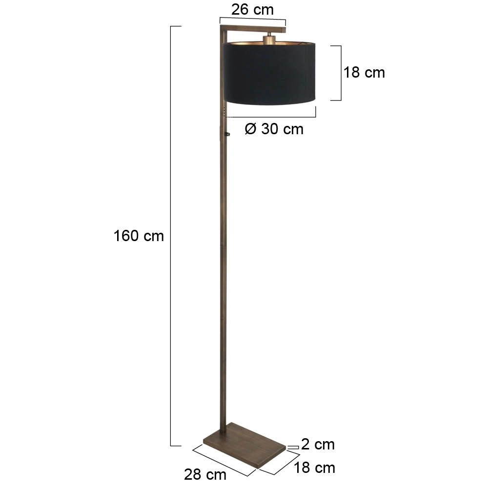 Bronze der Stehlampe Stang mit schwarzer Kapuze Steinhauer 8712746189698