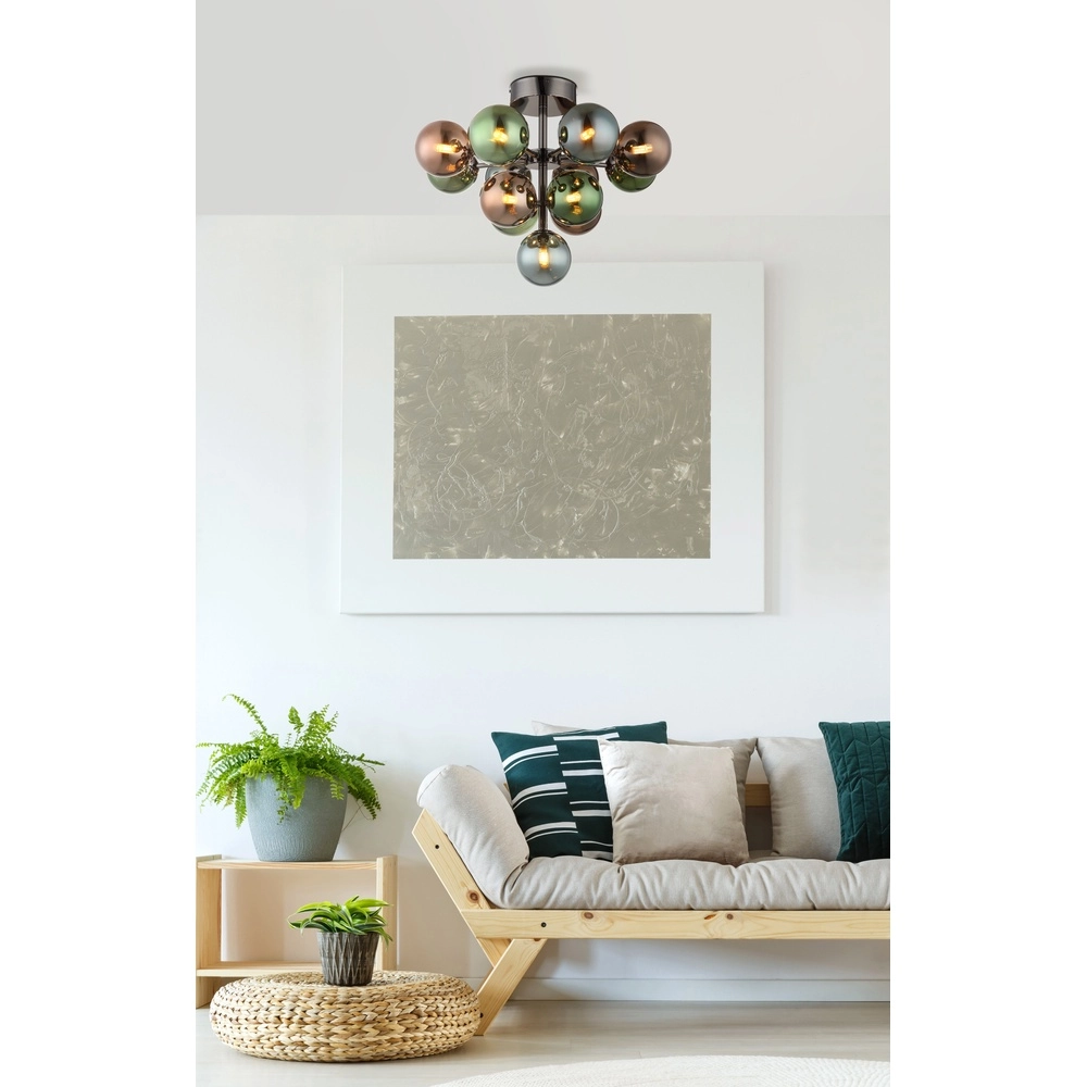 Gunmetal-Deckenlampe Grappy Farbglas Globo 9007371462773
