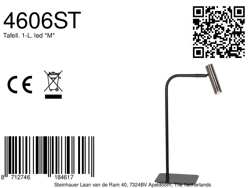 Tischlampe Lumo Schwarz mit Nickel Steinhauer 8712746184617