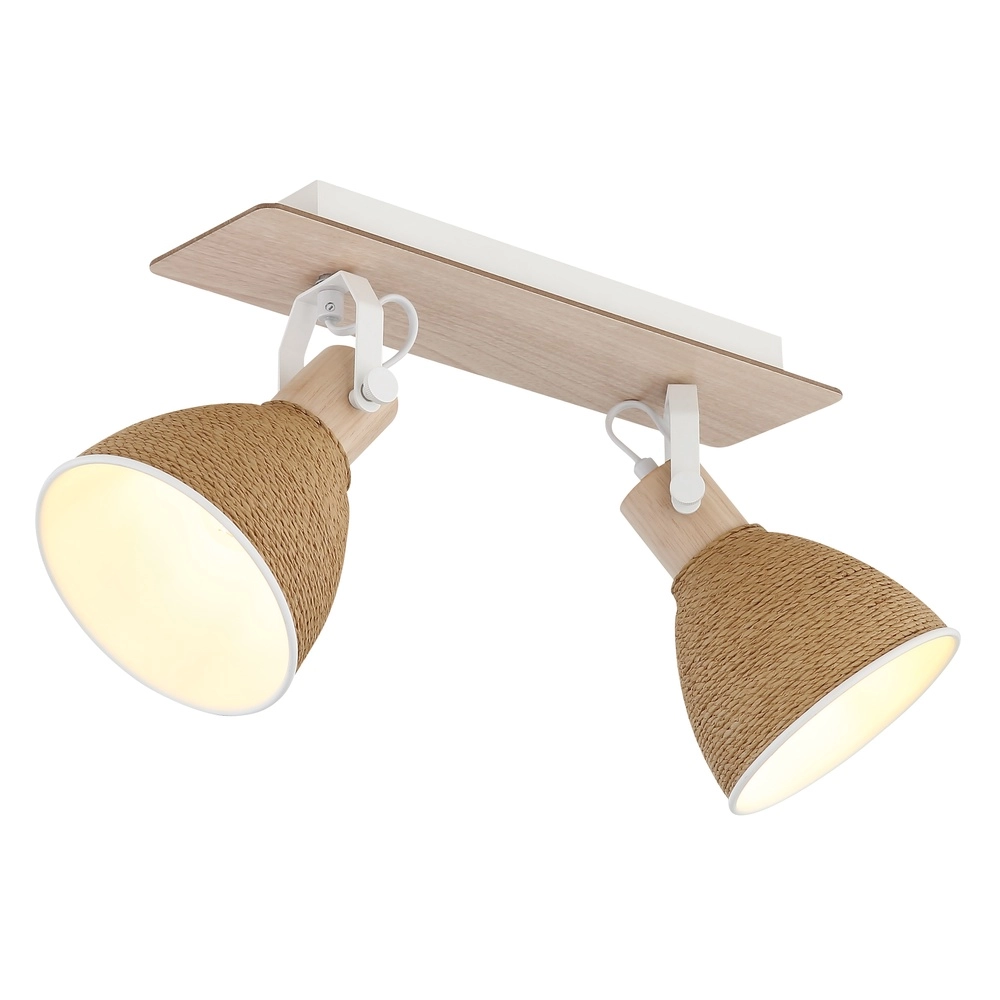 Deckenlampe Lyndon 2-hell weiß mit Rattan