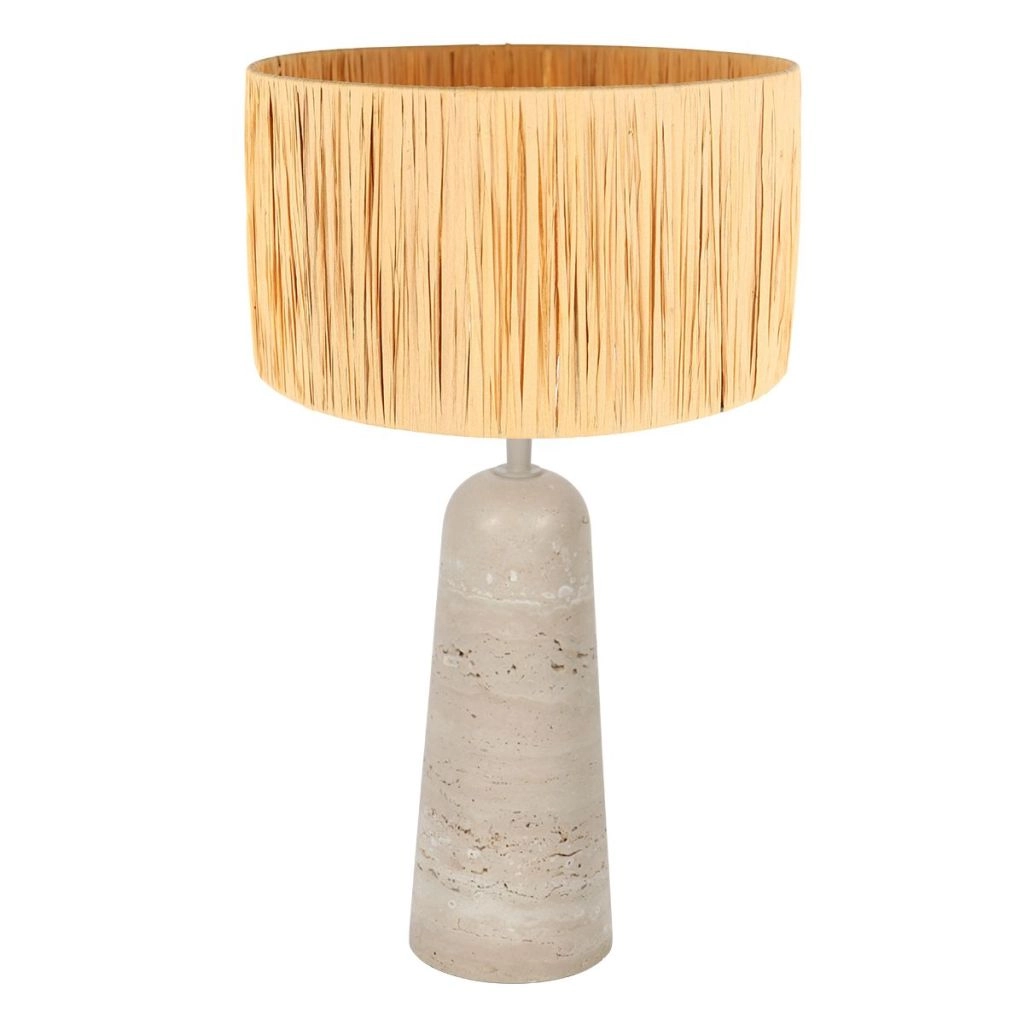 Steintischlampe Travino mit Strohschatten Ø30 cm