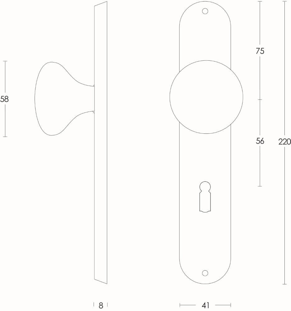 Türklinke Paddenstoel Schlüsselloch 56mm Edelstahl Intersteel 8714186039700