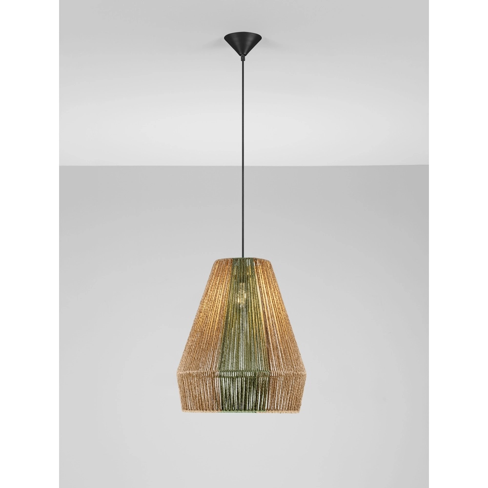 Pendelleuchte Dena Ø 39cm braun mit grün