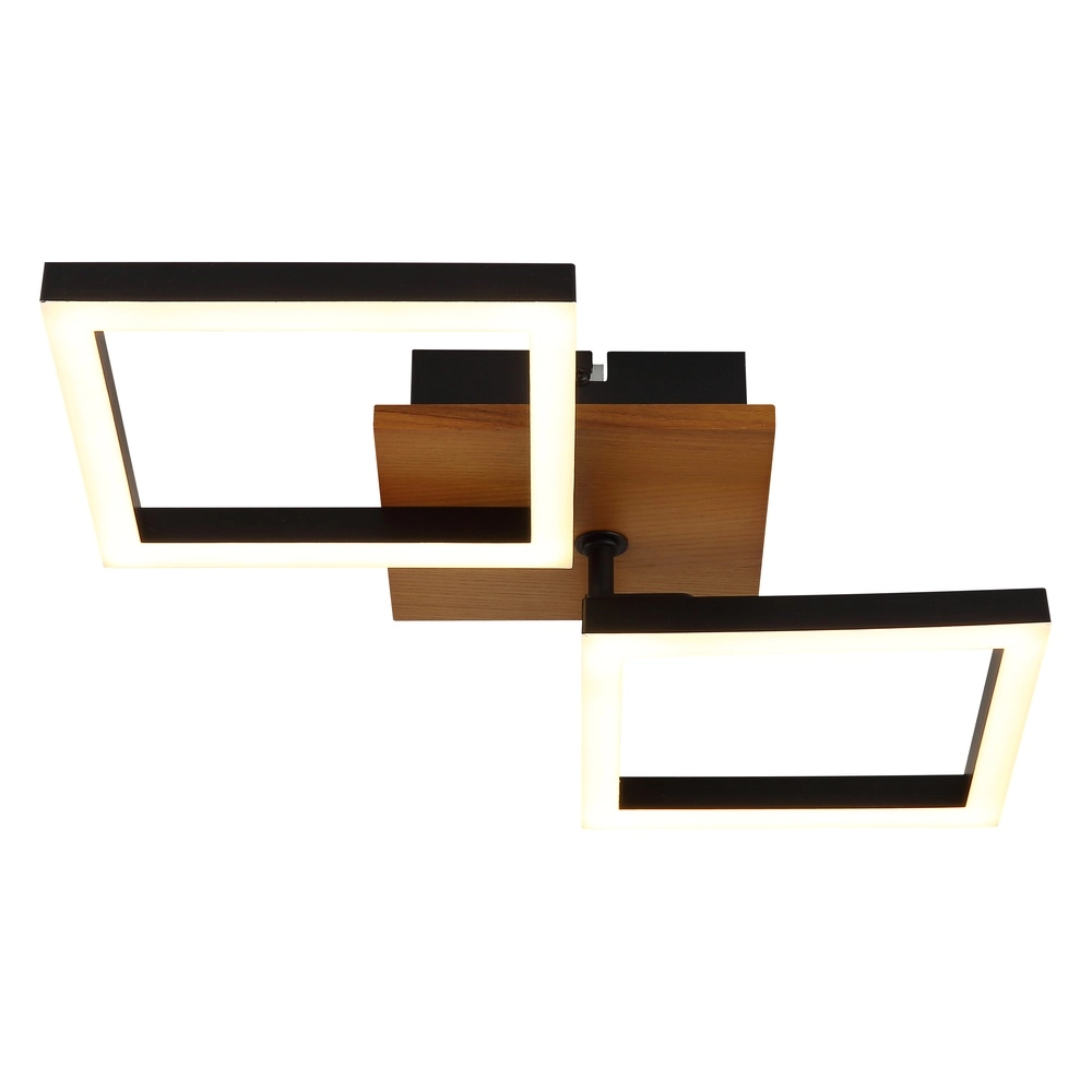 Design-Deckenlampe Kerry Schwarz mit Holzoptik Globo 9007371440221