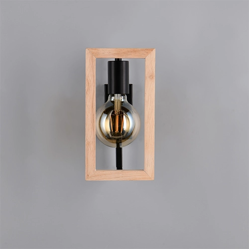 Design-Wandlampe Bano Schwarz mit Holz Trio 4017807670899