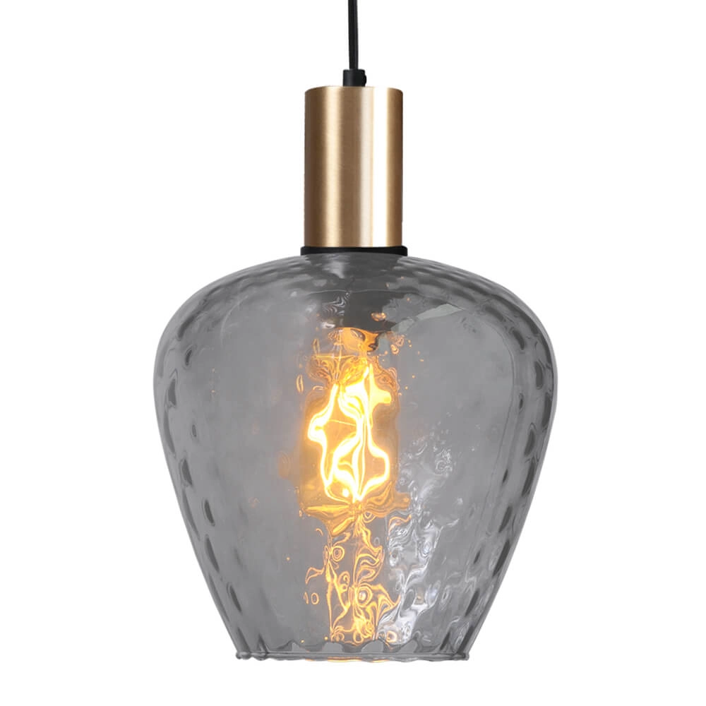 Hängelampe Gold Porto mit Diamantrauchglas - Ø 21cm