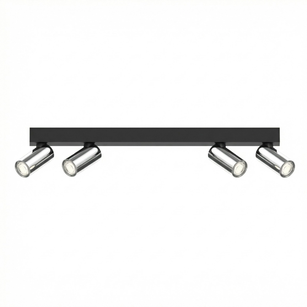 4-Lampen-Flächen-Spot Tevo Mini Schwarz mit Chrom