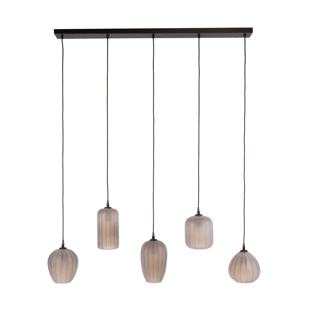 5-Licht Pendellampe Altura Sienabraun mit mattiertem Glas Lyora 8716803514867