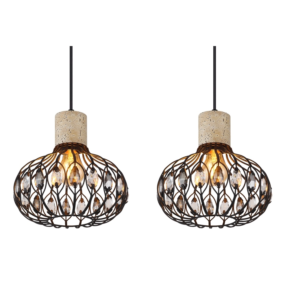 4-Licht Pendellampe Dorthy Country Black Globo 9007371572069