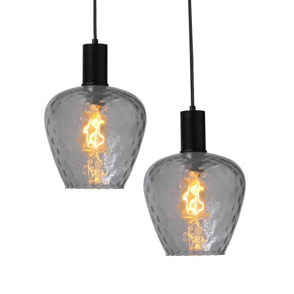 6-flammige Hängelampe - schwarz - Porto mit Diamond-Rauchgläsern Masterlight 8718121270494