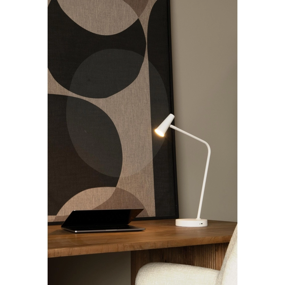 Wiederaufladbare Tischlampe Stirling Weiß Lucide 5411212361257