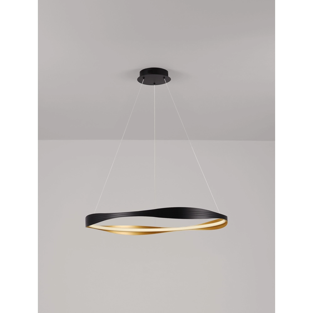 Design-Pendelleuchte Dobi Ø 80cm schwarz mit gold Lyora 5212017450043