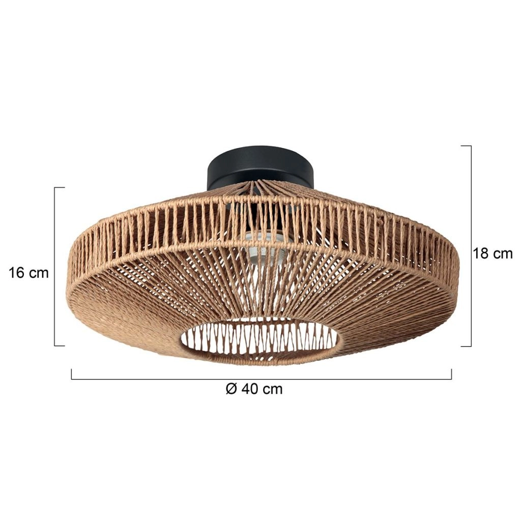 Deckenlampe Ropex mit Rattan-Schattierung Ø40 cm Steinhauer 8712746182989