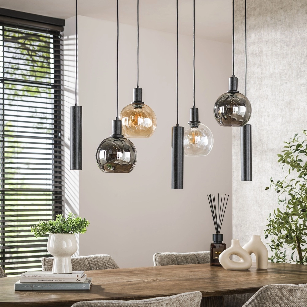 Esstisch-Pendellampe Sfera mit Glaskugeln und Anhängern Lyora 8716803512382