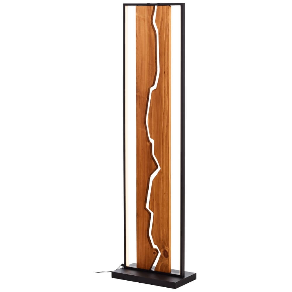 Designer-Stehleuchte Thunder schwarz mit Holz Brilliant 4004353435249