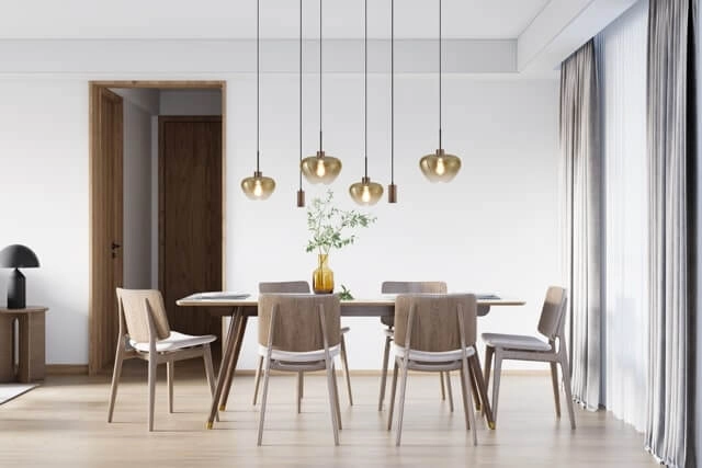 6-flammige Pendelleuchte Genua Braun mit Goldglas und Anhängern Masterlight 8718121357270