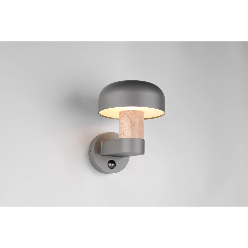 Wandleuchte Fraser Grau mit Holz und Sensor Trio 4017807648577