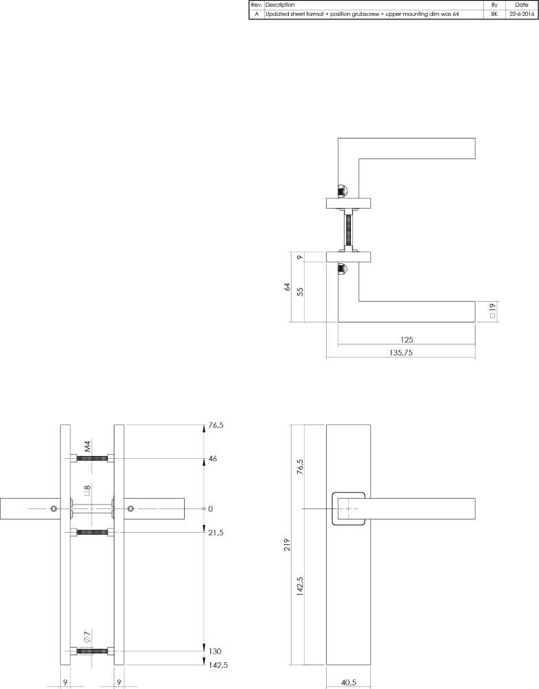 Türklinke Vierkant rechteckiger Edelstahl Intersteel 8714186187036