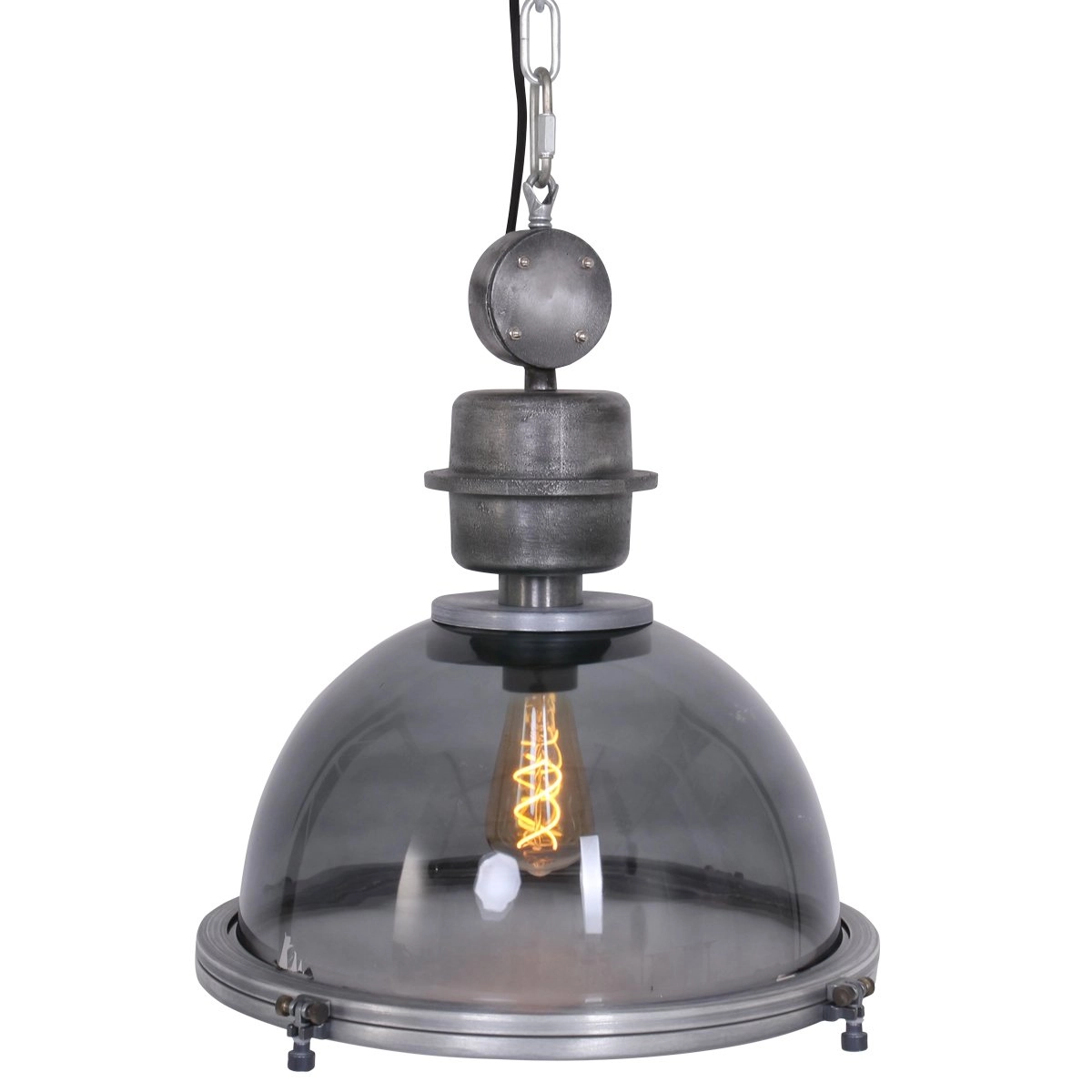 Pendelleuchte Bikkel Metallgrau mit Rauchglas