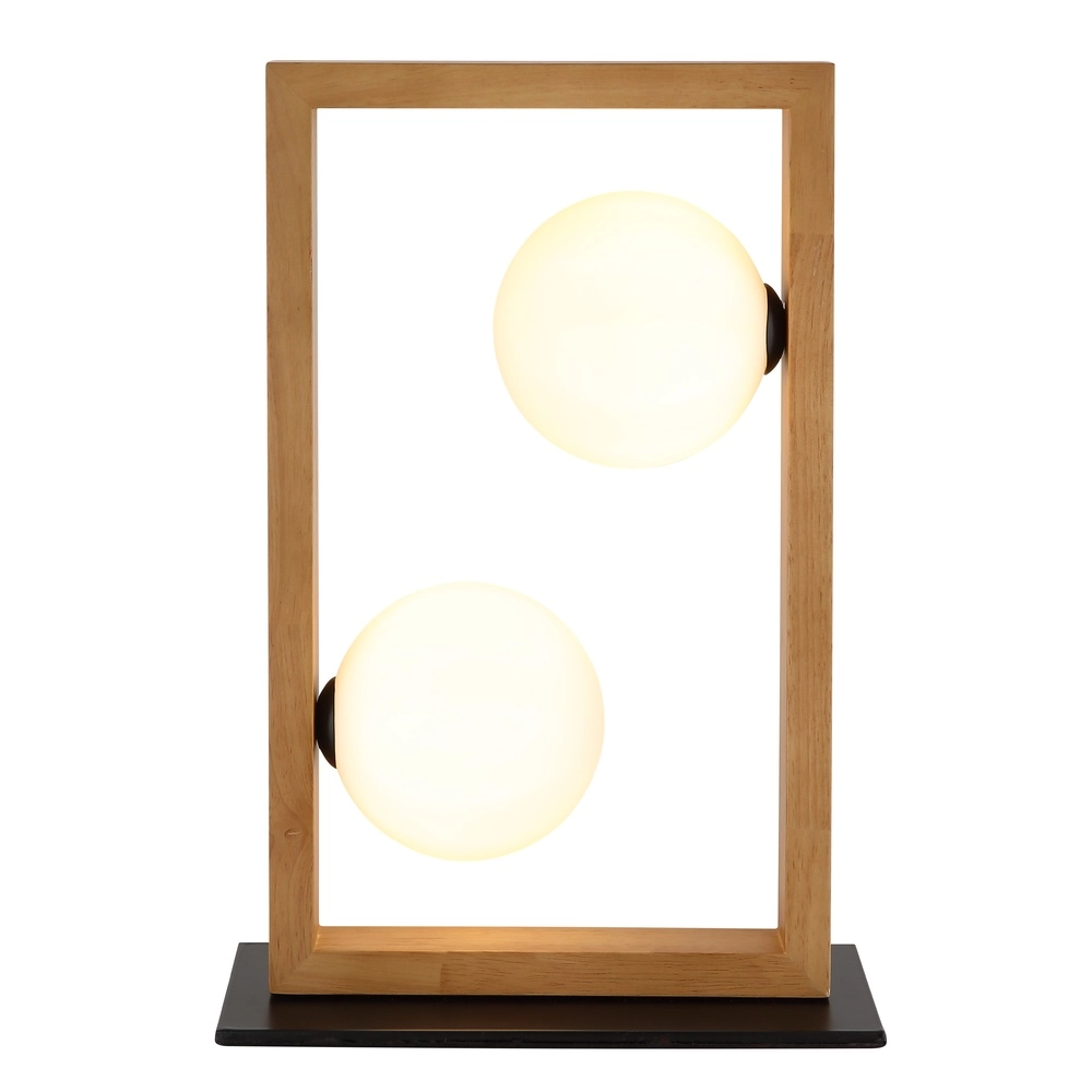 Moderne Tischlampe Nanda Schwarz mit Holz Globo 9007371510948