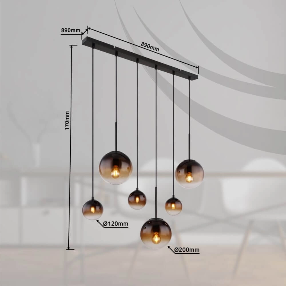 Schwarze Hängelampe Hallie mit einzigartigem Glas Globo 9007371445929