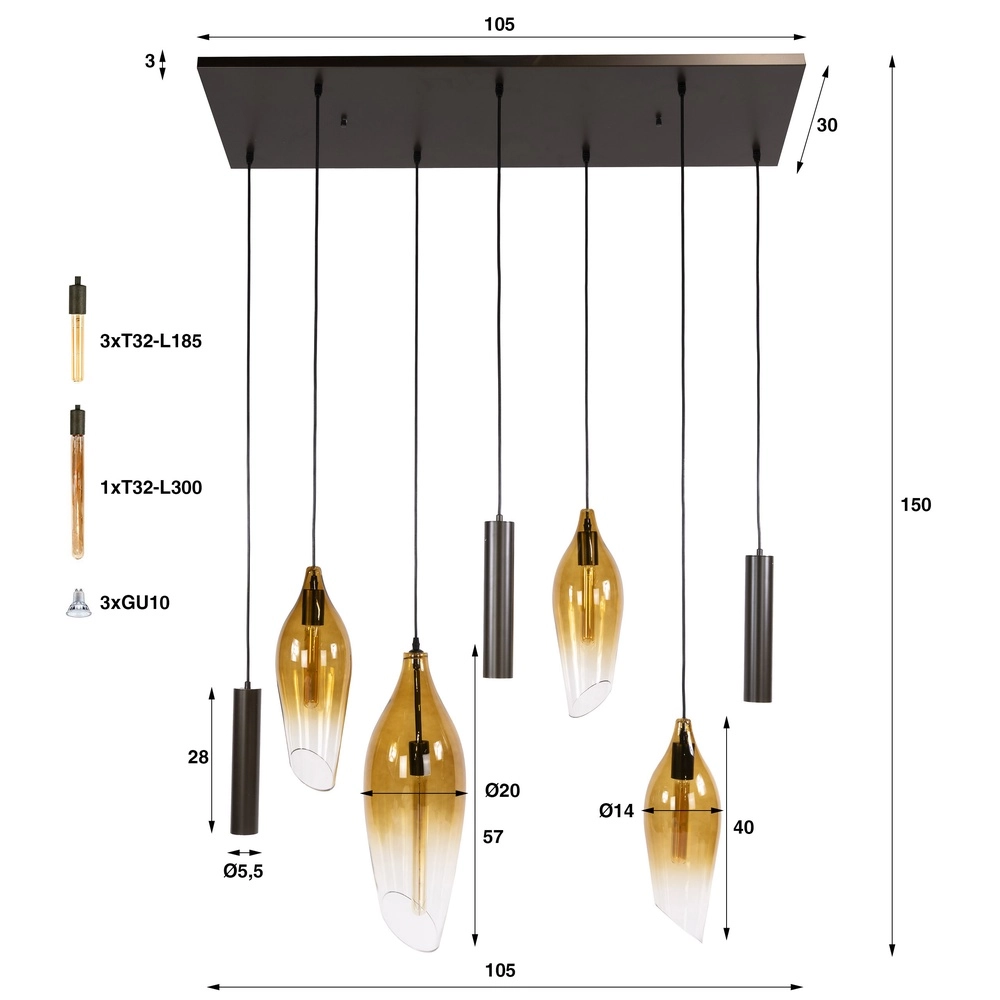 Stilvolle Pendellampe Cocoon mit verblassendem Glas Lyora 8716803511941